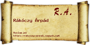 Rákóczy Árpád névjegykártya