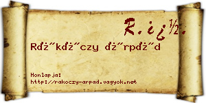 Rákóczy Árpád névjegykártya